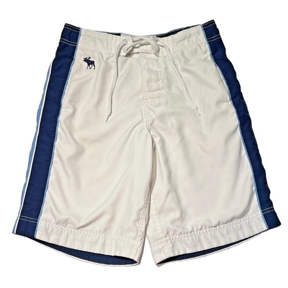 Abercrombie Youth  Board Shorts White  Blue  Long Leg‎ Moose Logo   Size Medium - Picture 1 of 7